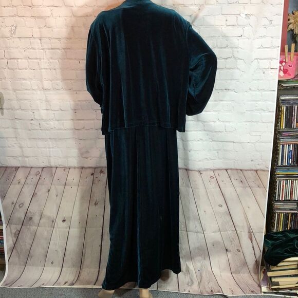 Vintage Kathie Lee Woman 2 Piece Green Velvet Maxi Dress & Jacket 16/18/1X? - Picture 5 of 10